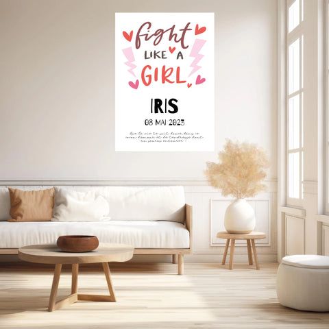 Affiche Naissance Personnalisé Fight Like Girl