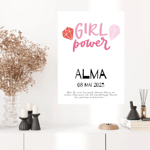 Affiche Naissance Personnalisé Girl Power