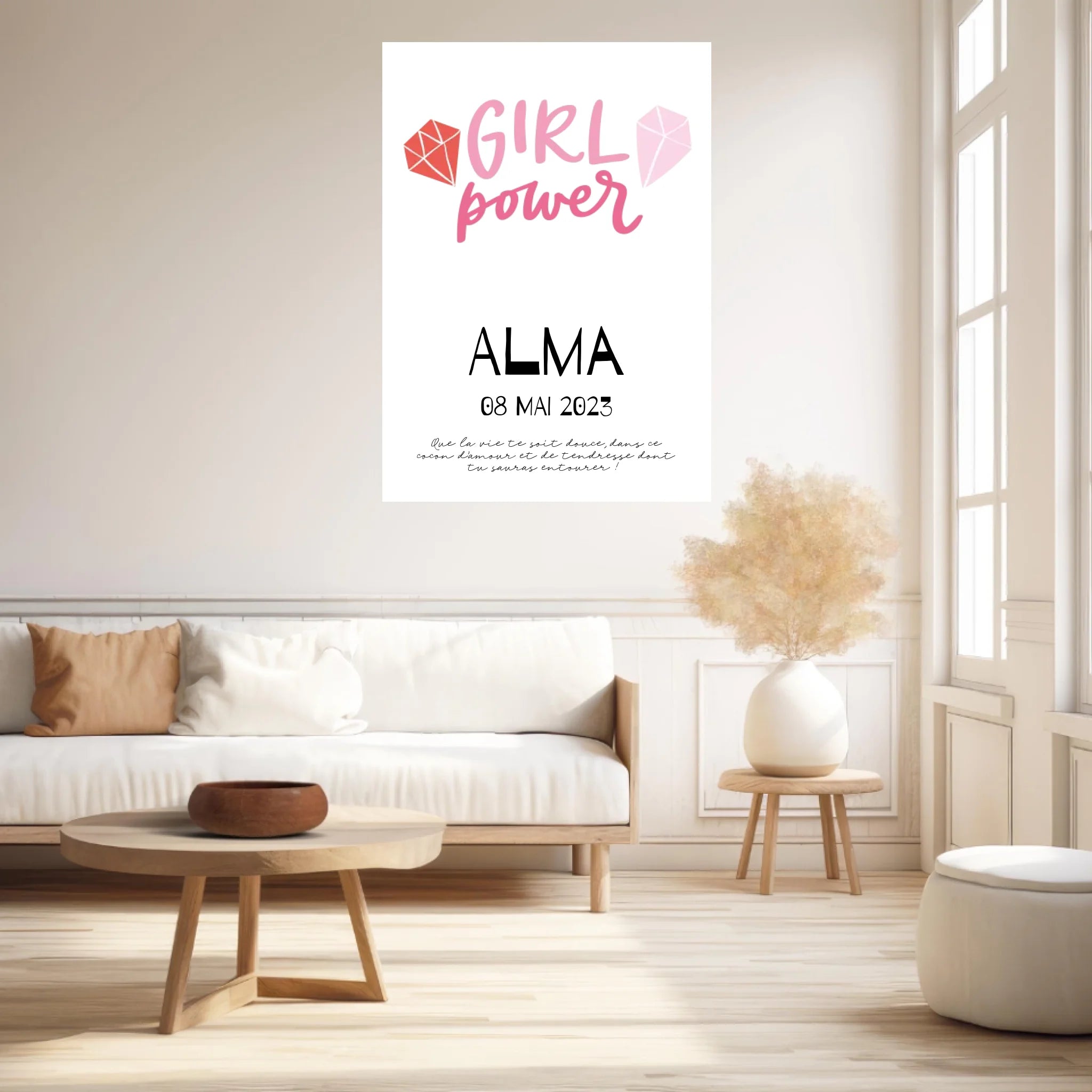 Affiche Naissance Personnalisé Girl Power