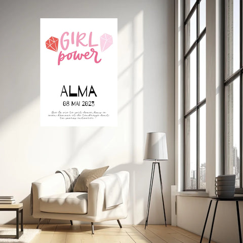 Affiche Naissance Personnalisé Girl Power