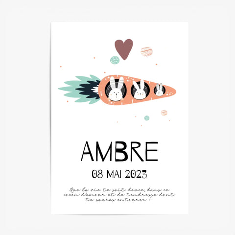 Affiche Naissance Personnalisé carotte