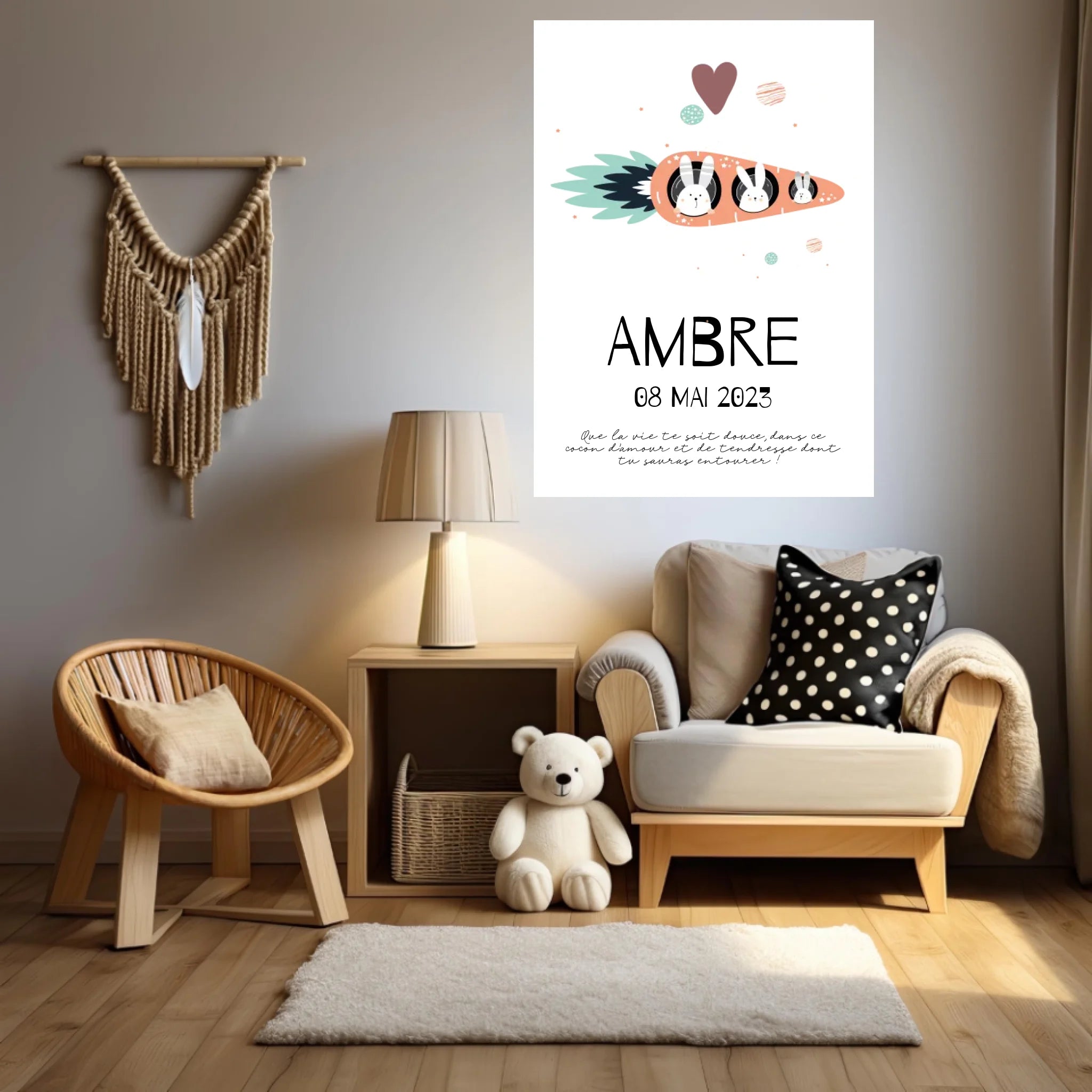 Affiche Naissance Personnalisé carotte
