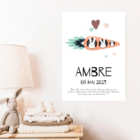 Affiche Naissance Personnalisé carotte