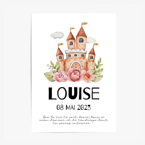 Affiche Naissance Personnalisé Château