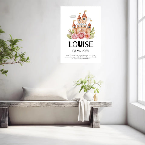 Affiche Naissance Personnalisé Château