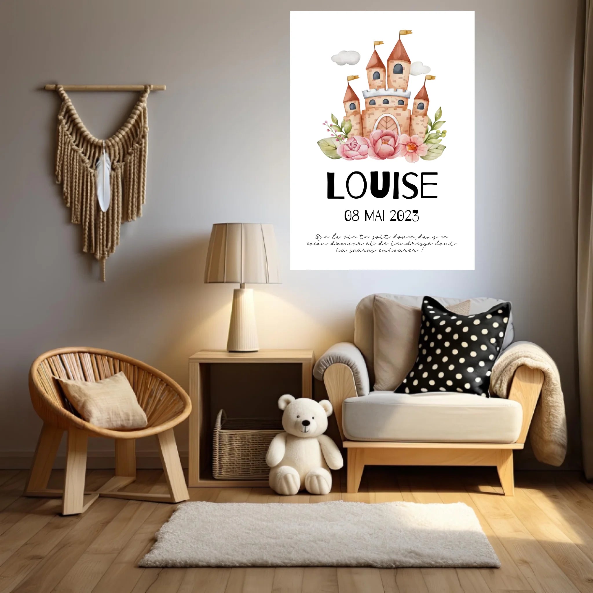 Affiche Naissance Personnalisé Château
