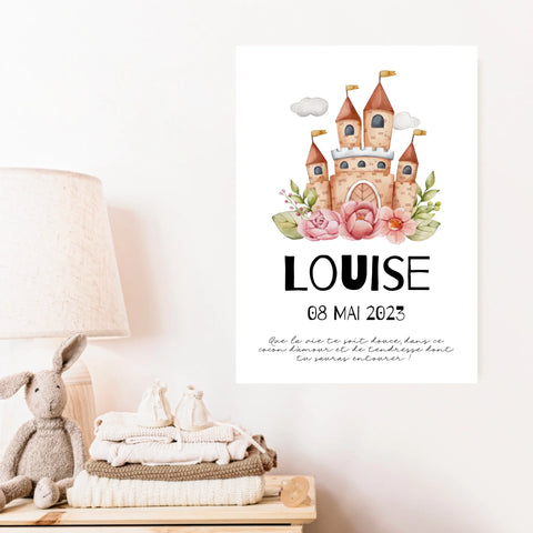 Affiche Naissance Personnalisé Château