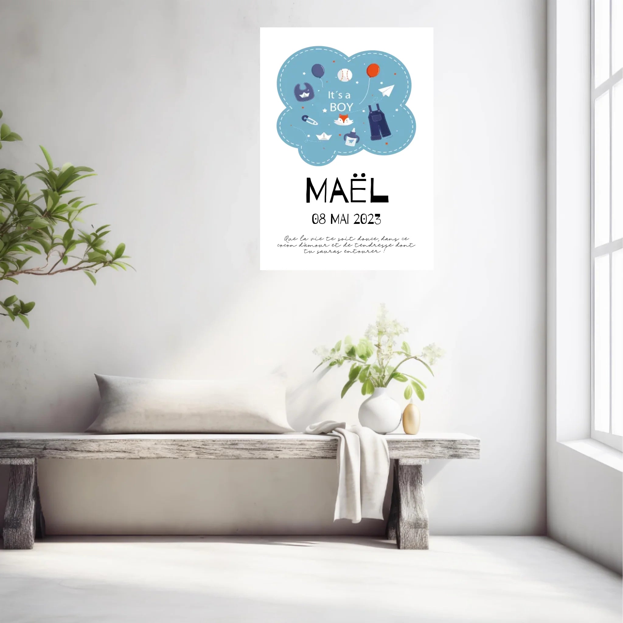 Affiche Naissance Personnalisé Boy