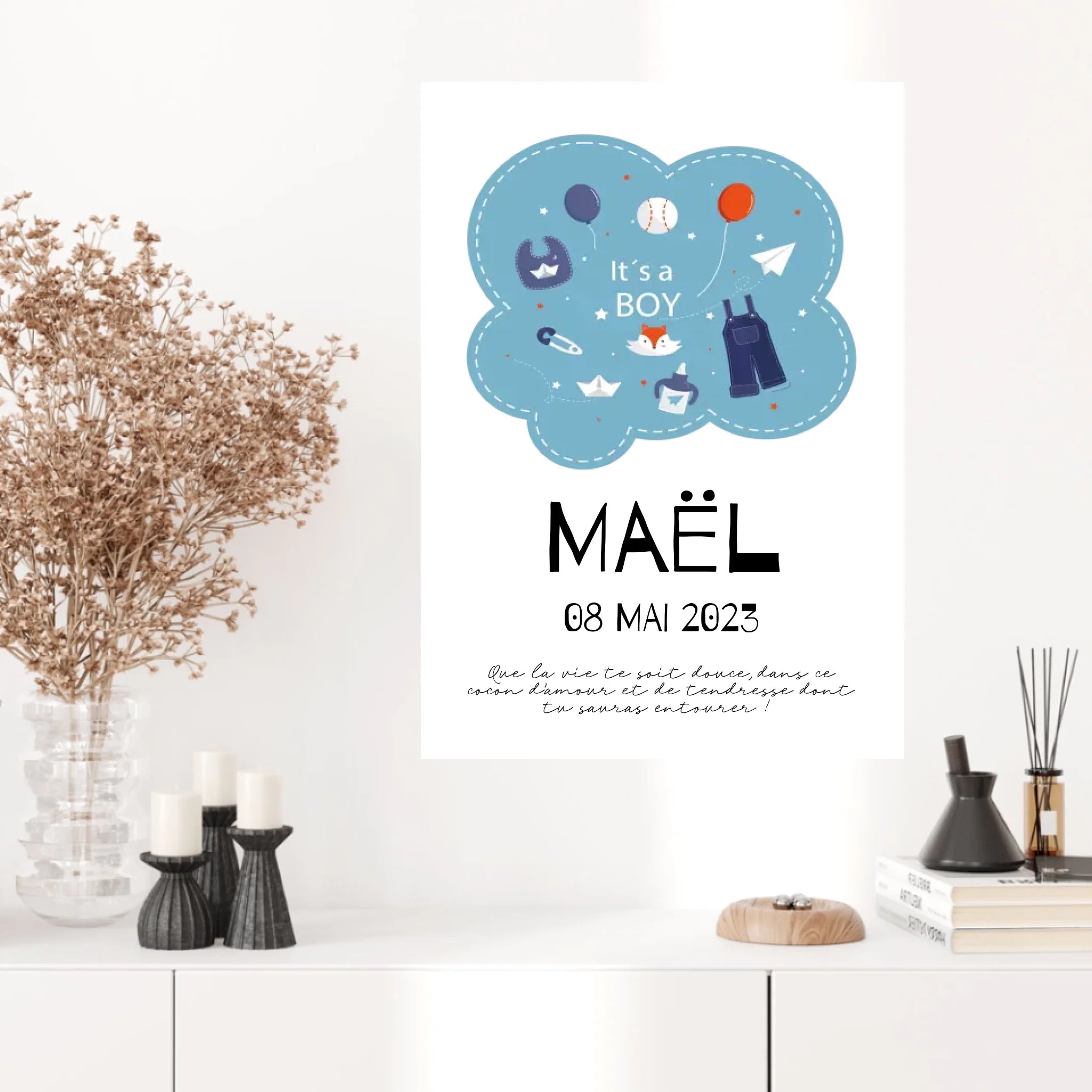 Affiche Naissance Personnalisé Boy
