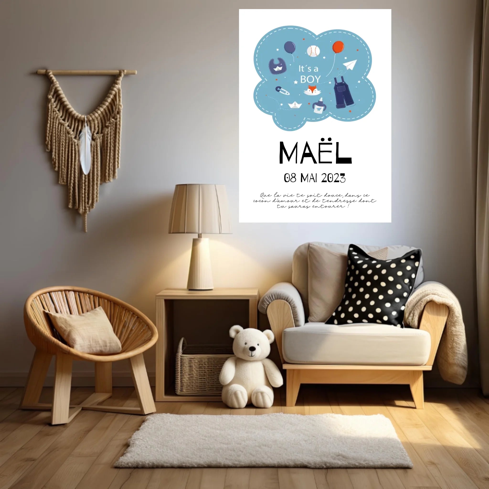 Affiche Naissance Personnalisé Boy