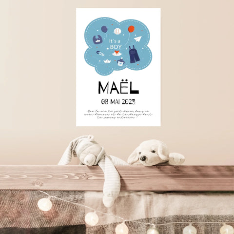 Affiche Naissance Personnalisé Boy