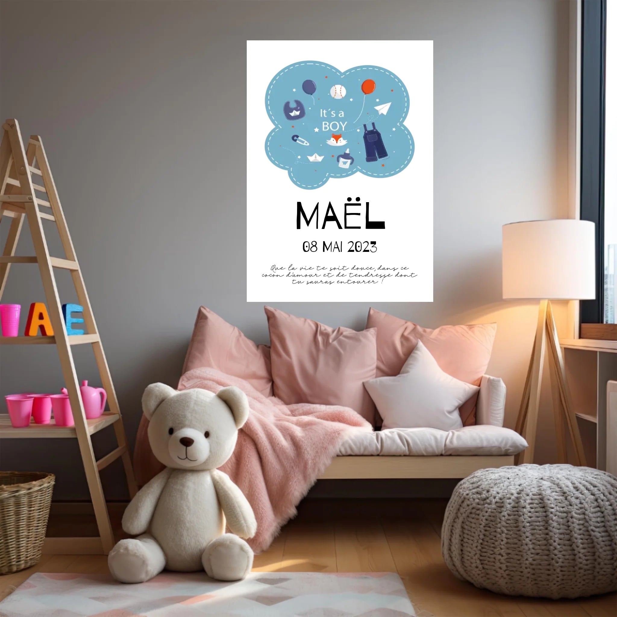 Affiche Naissance Personnalisé Boy