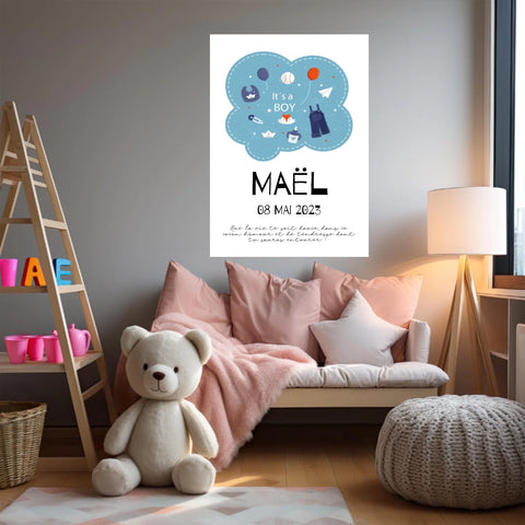 Affiche Naissance Personnalisé Boy