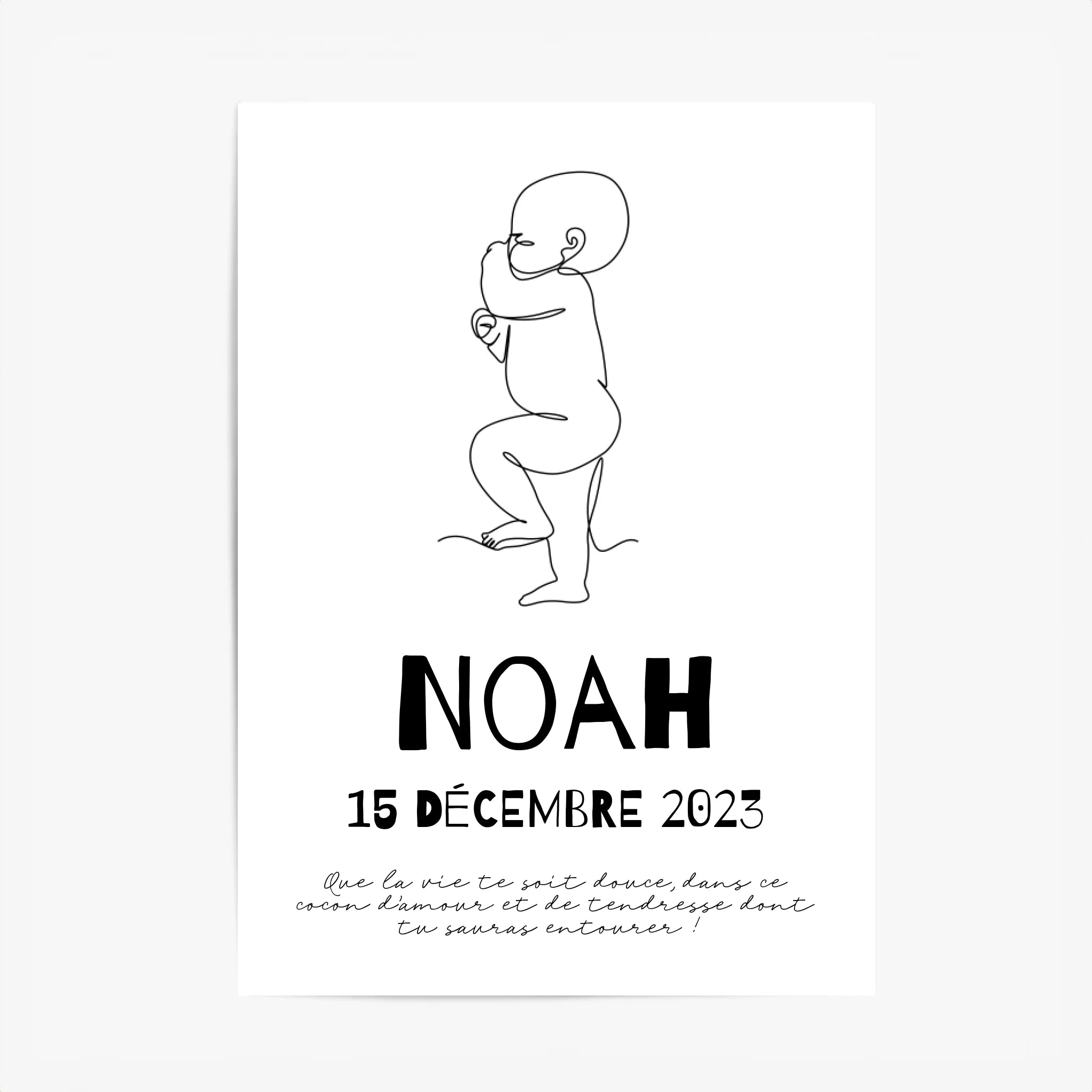 Affiche Naissance Personnalisé Line Art Bébé