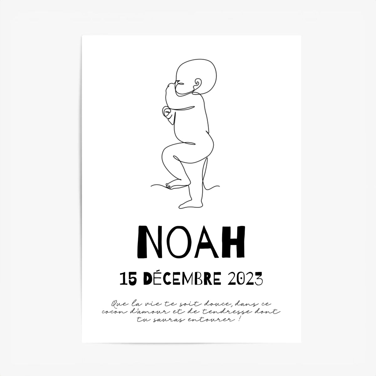 Affiche Naissance Personnalisé Line Art Bébé