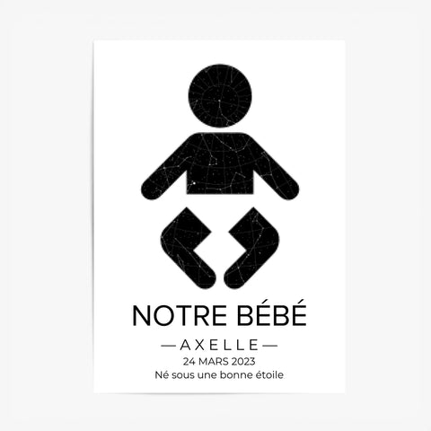 Tableau carte du ciel personnalisé naissance