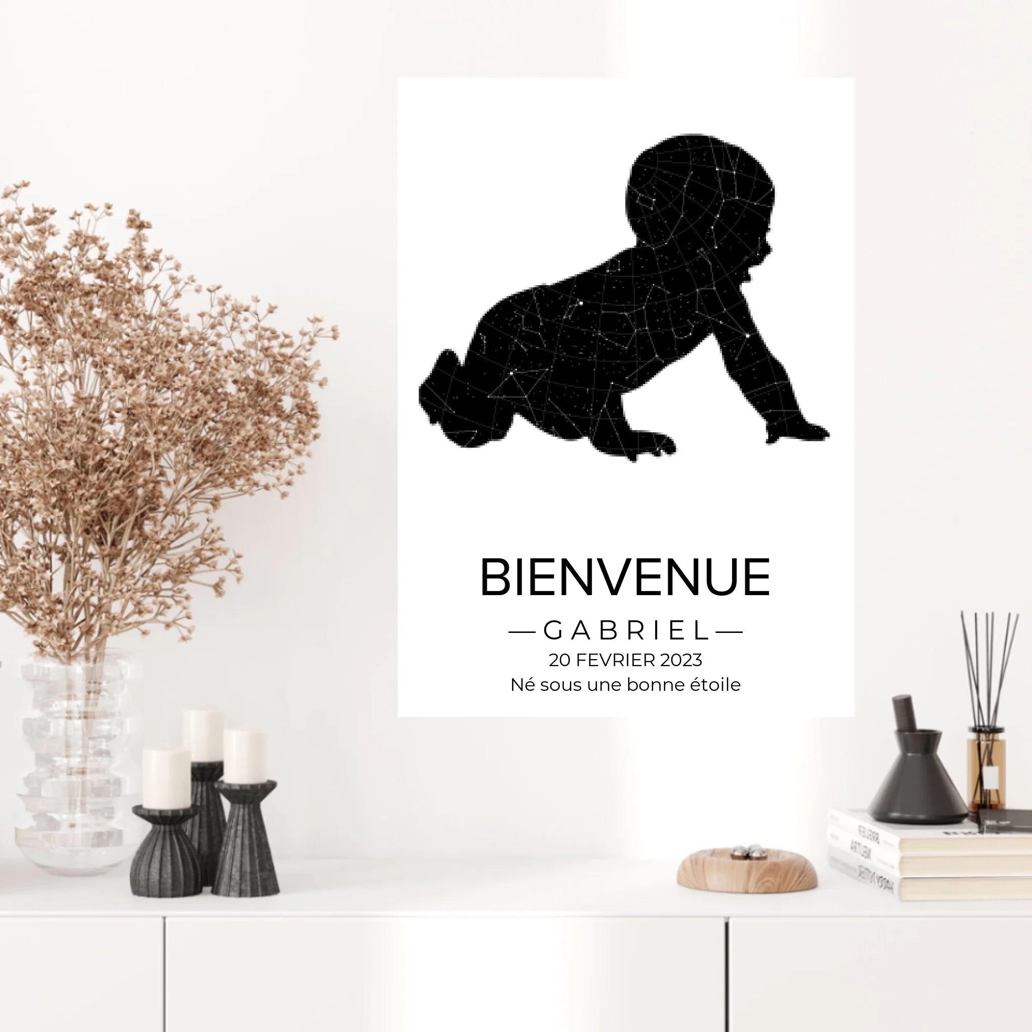 Tableau carte du ciel personnalisé bébé