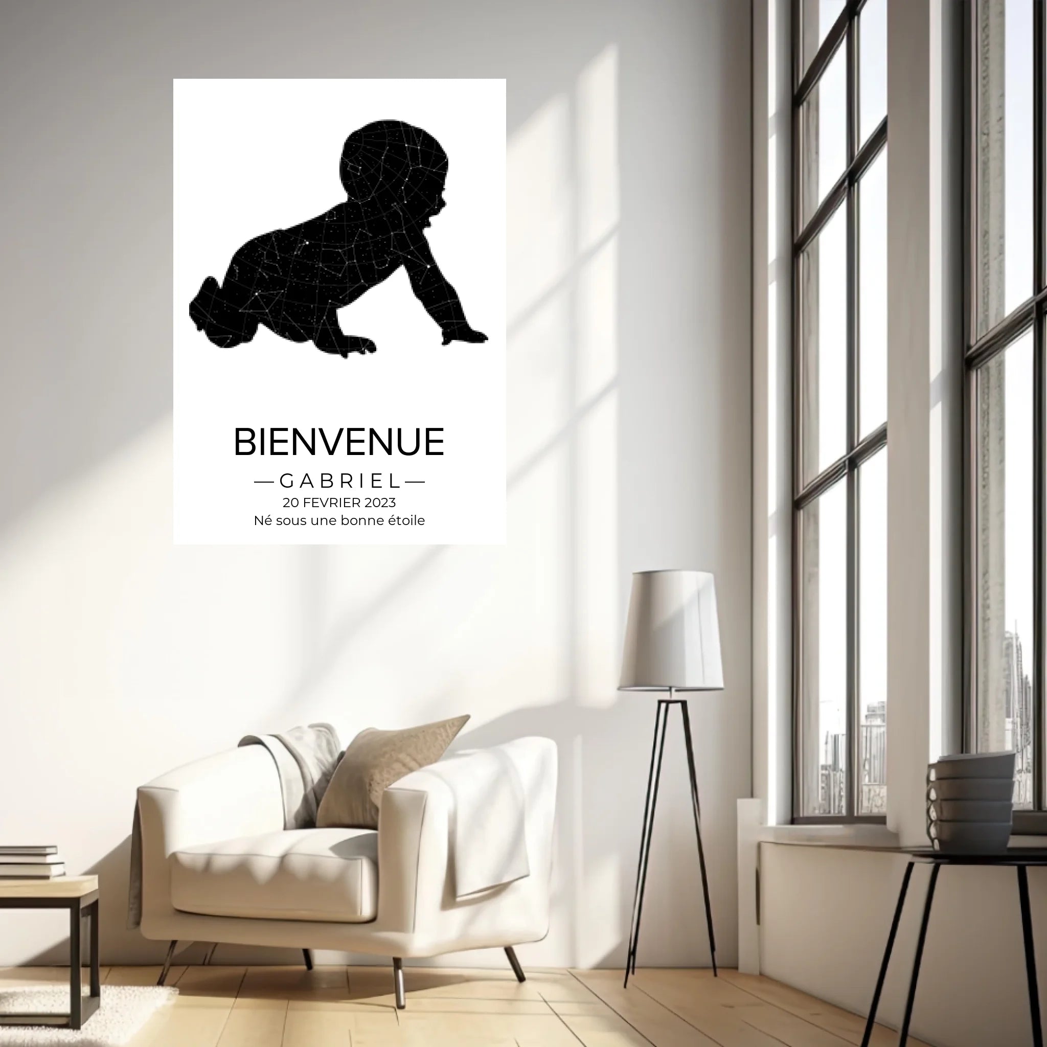 Tableau carte du ciel personnalisé bébé