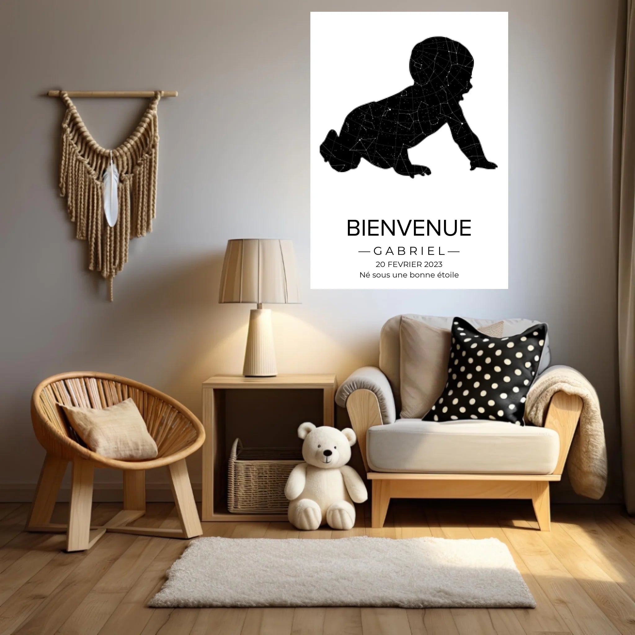Tableau carte du ciel personnalisé bébé