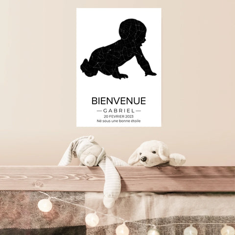 Tableau carte du ciel personnalisé bébé