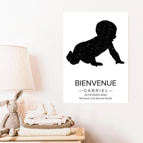Tableau carte du ciel personnalisé bébé