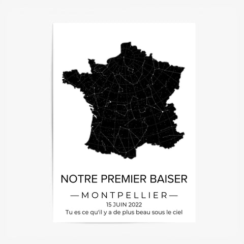 Tableau carte du ciel personnalisé France