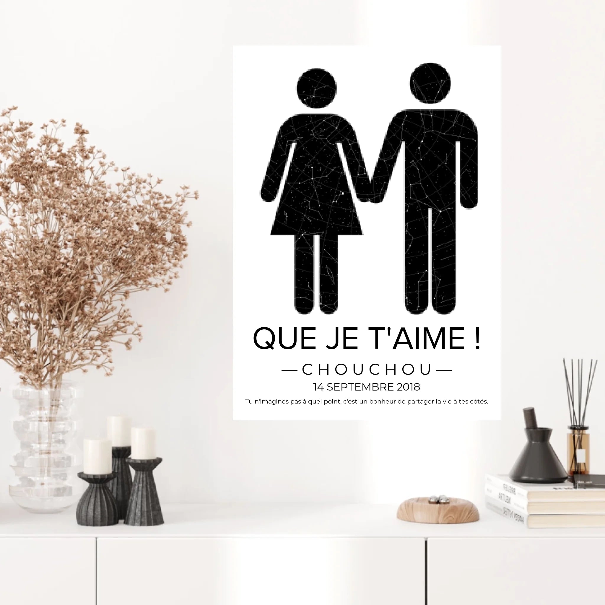 Tableau carte du ciel personnalisé mariage