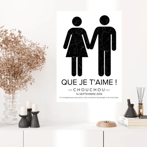 Tableau carte du ciel personnalisé mariage