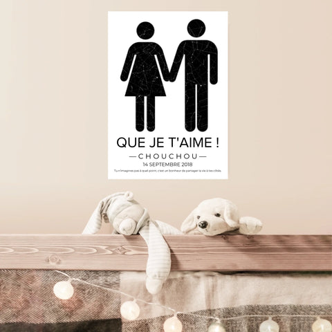 Tableau carte du ciel personnalisé mariage
