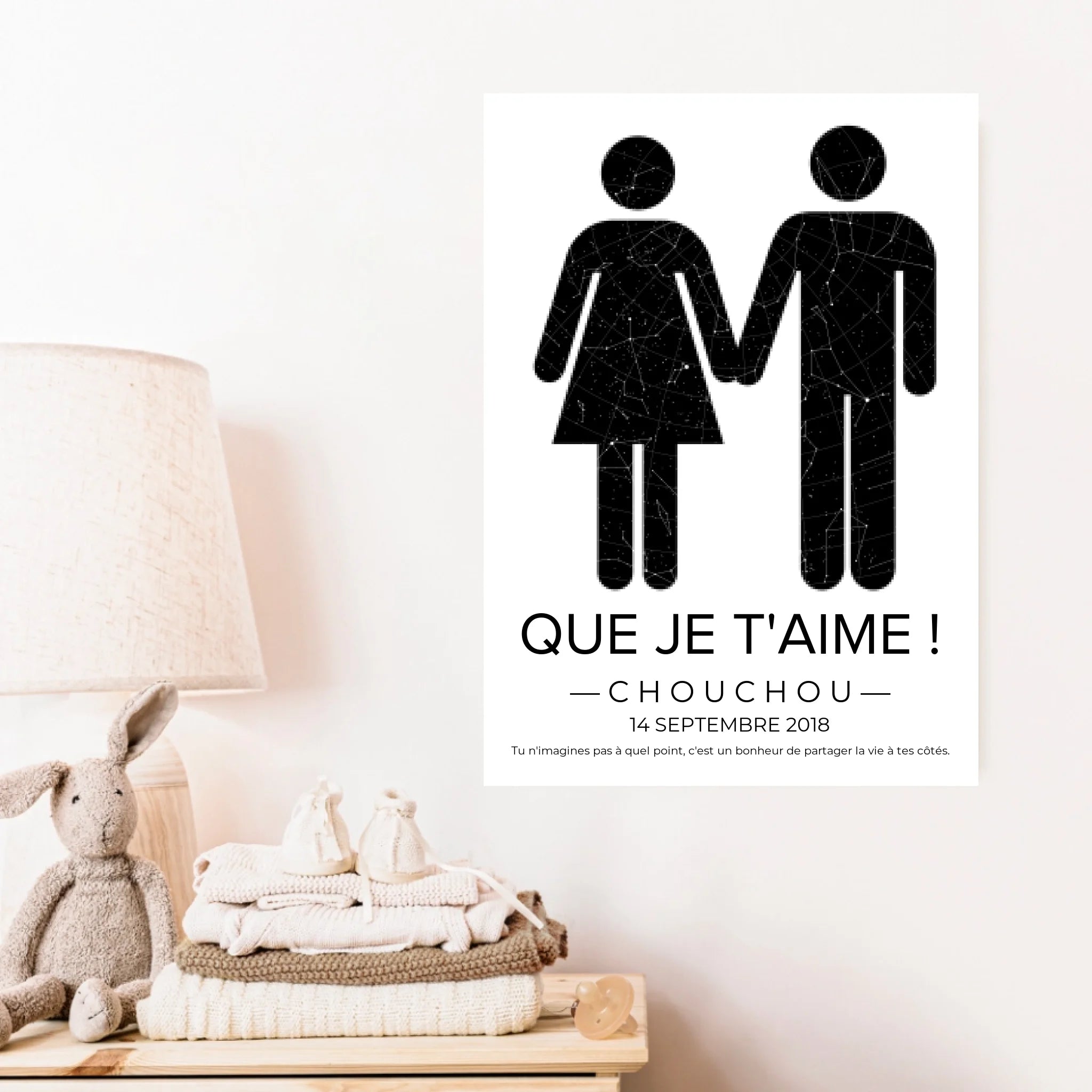 Tableau carte du ciel personnalisé mariage