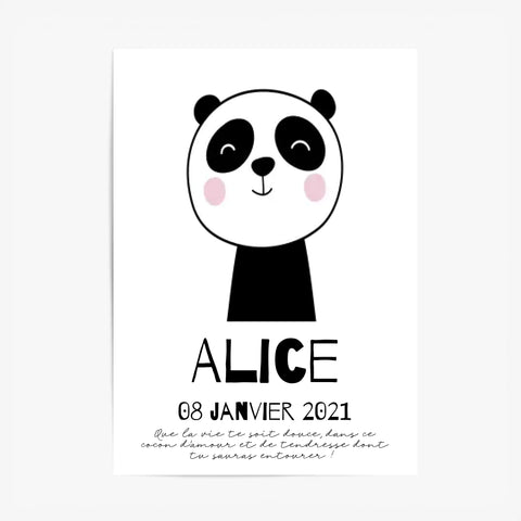 Tableau Naissance Personnalisé Panda