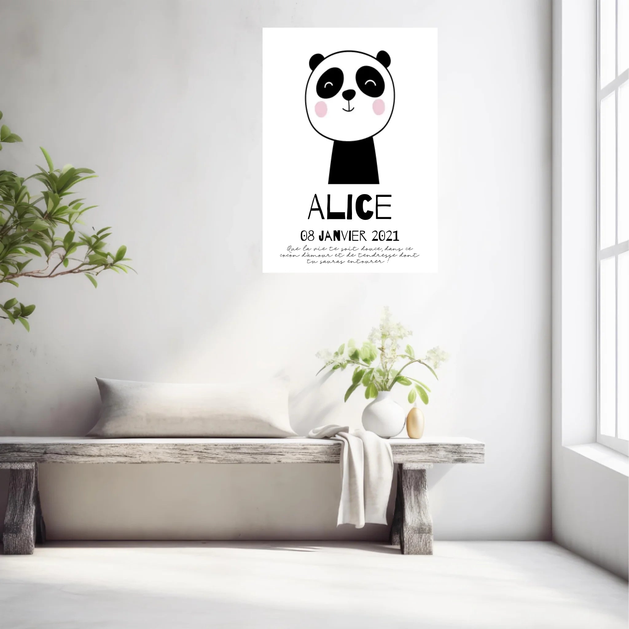 Tableau Naissance Personnalisé Panda