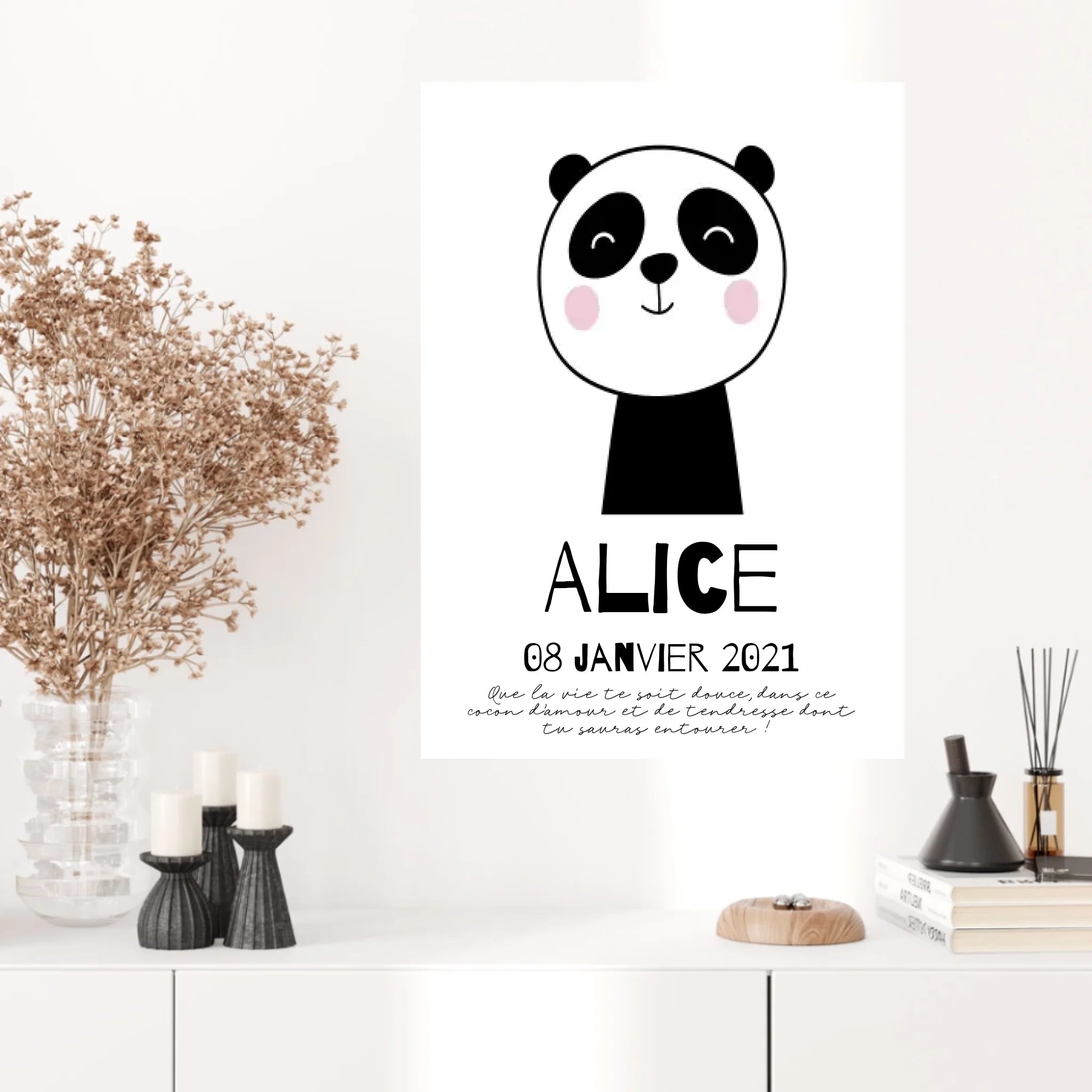 Tableau Naissance Personnalisé Panda