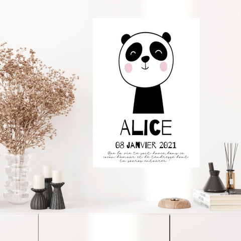 Tableau Naissance Personnalisé Panda