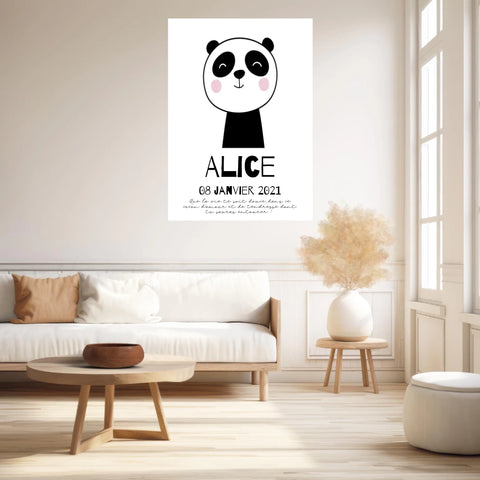 Tableau Naissance Personnalisé Panda