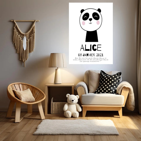 Tableau Naissance Personnalisé Panda