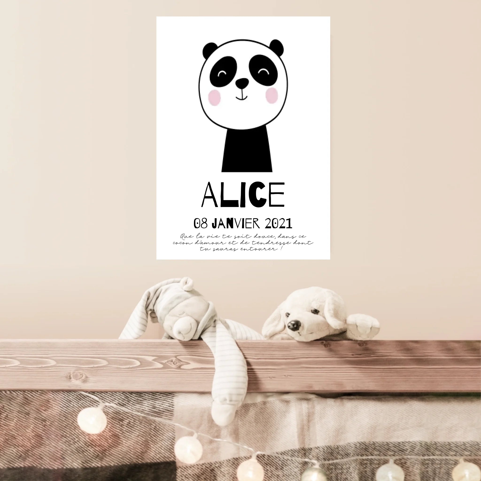 Tableau Naissance Personnalisé Panda