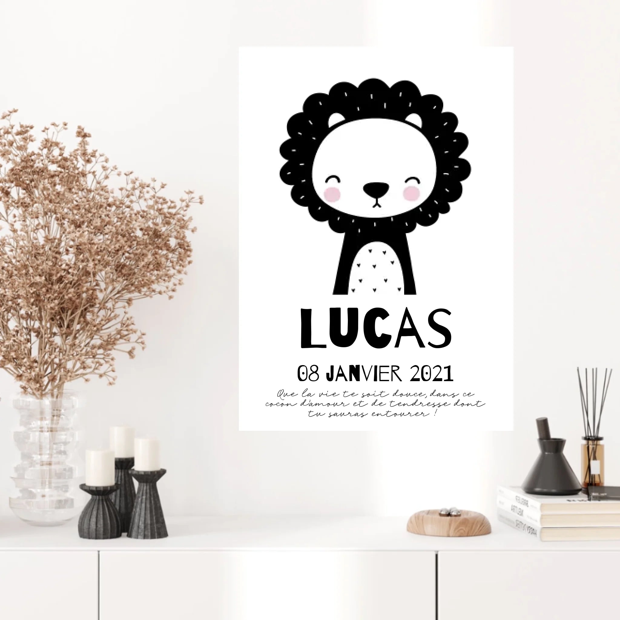 Tableau Naissance Personnalisé Lion