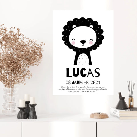 Tableau Naissance Personnalisé Lion