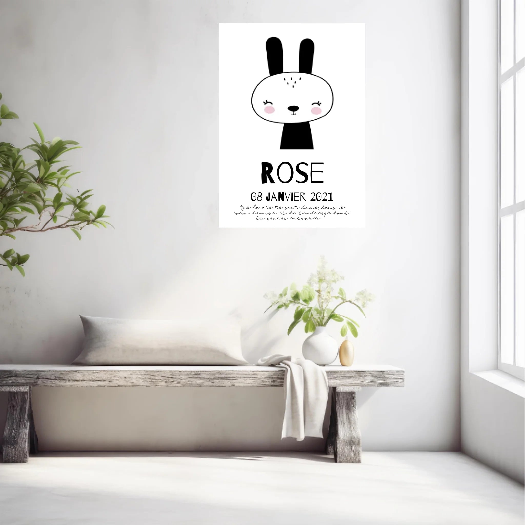 Tableau Naissance Personnalisé Lapin