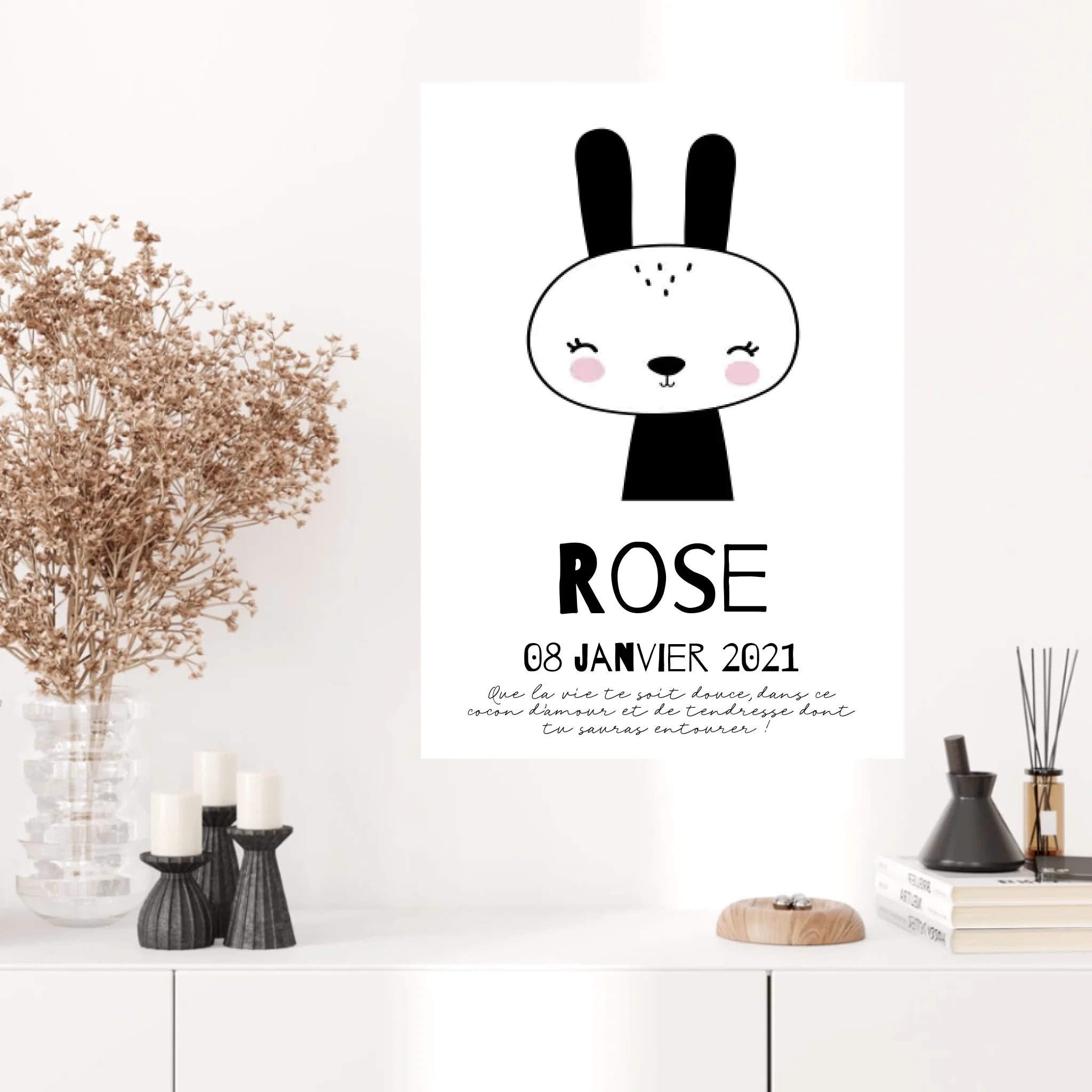 Tableau Naissance Personnalisé Lapin