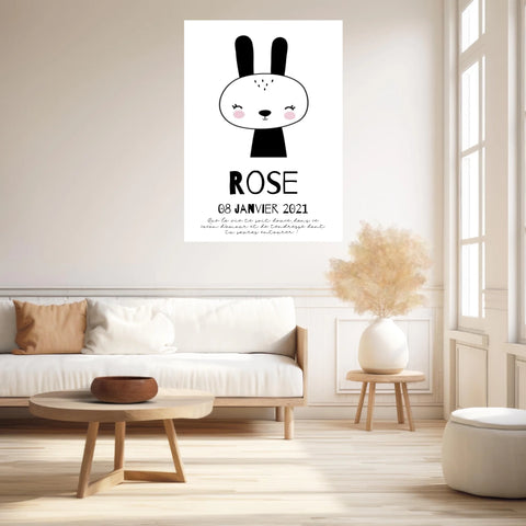 Tableau Naissance Personnalisé Lapin