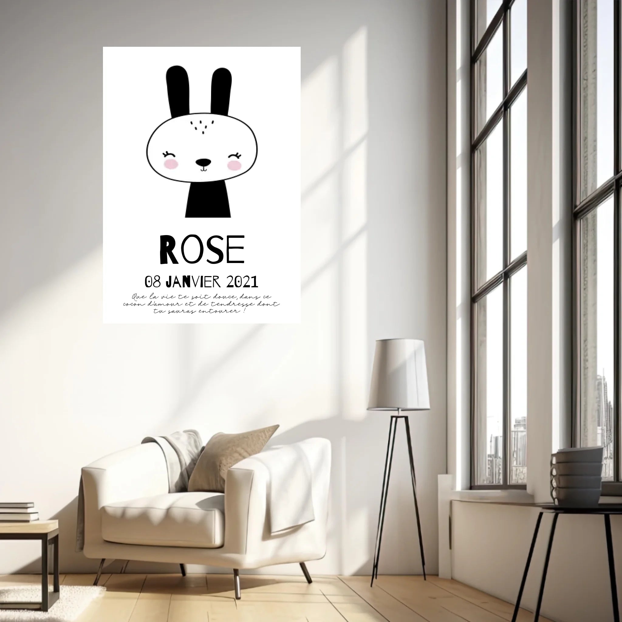 Tableau Naissance Personnalisé Lapin
