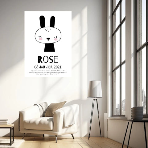 Tableau Naissance Personnalisé Lapin