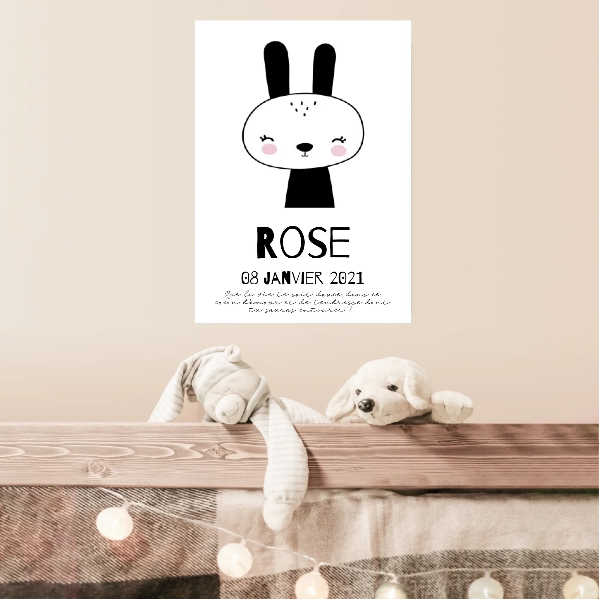 Tableau Naissance Personnalisé Lapin