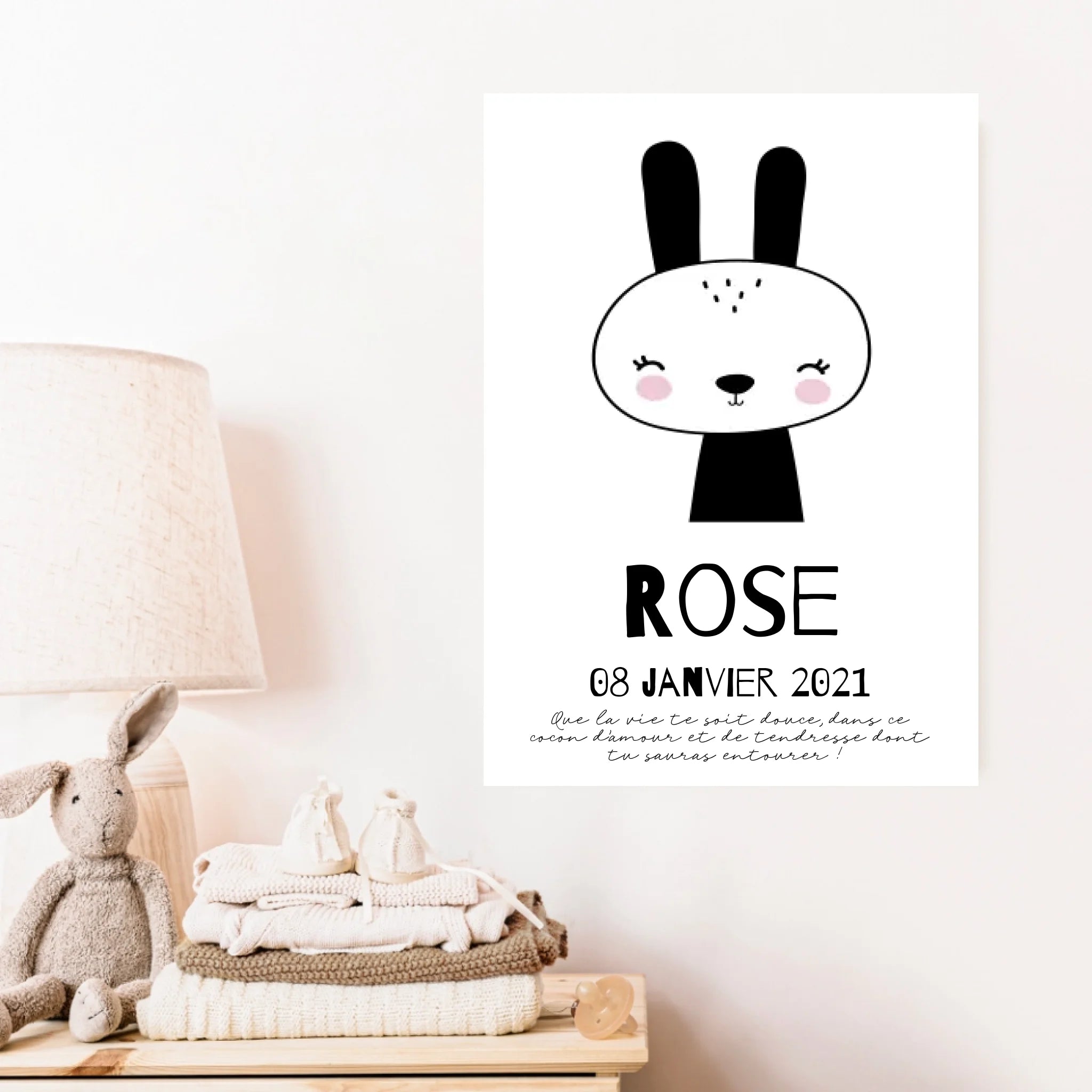 Tableau Naissance Personnalisé Lapin