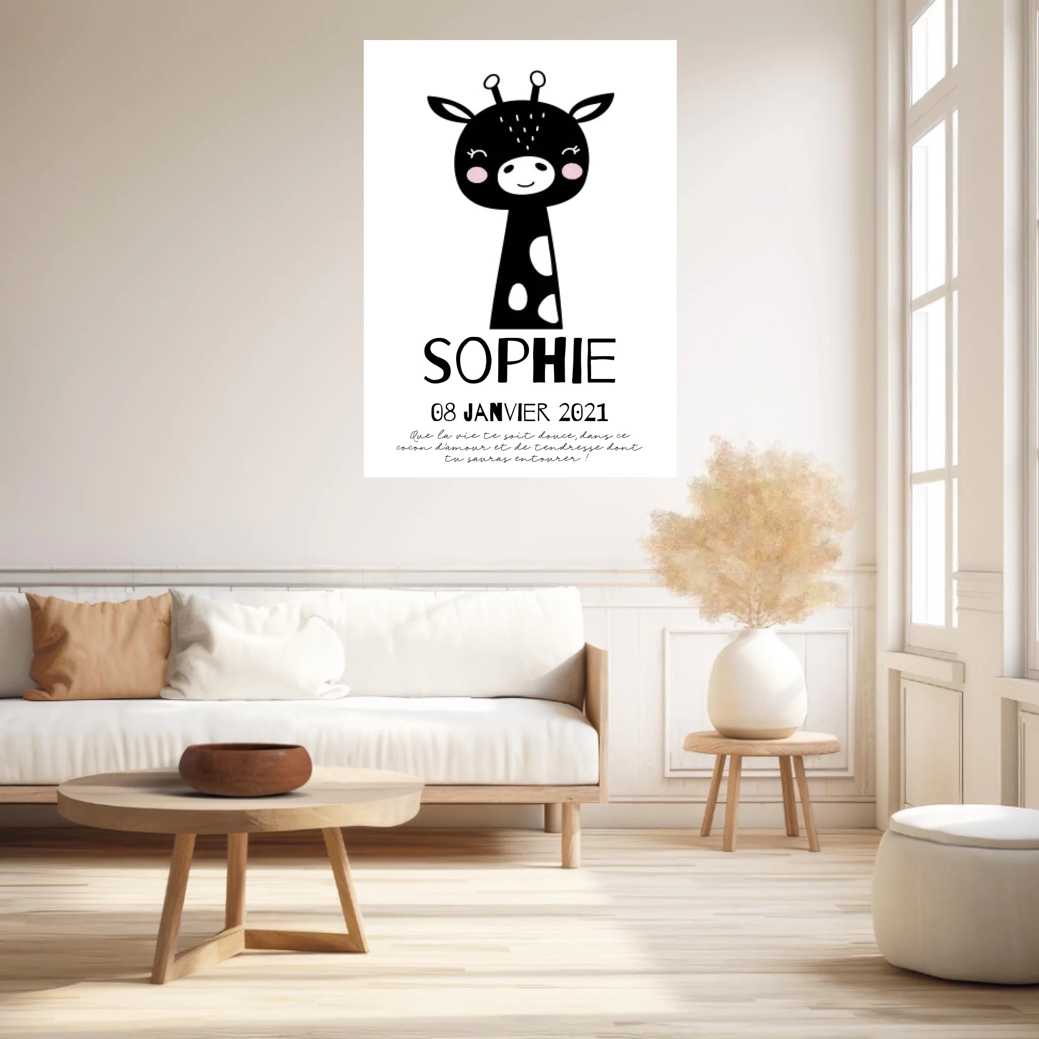 Tableau Naissance Personnalisé Girafe