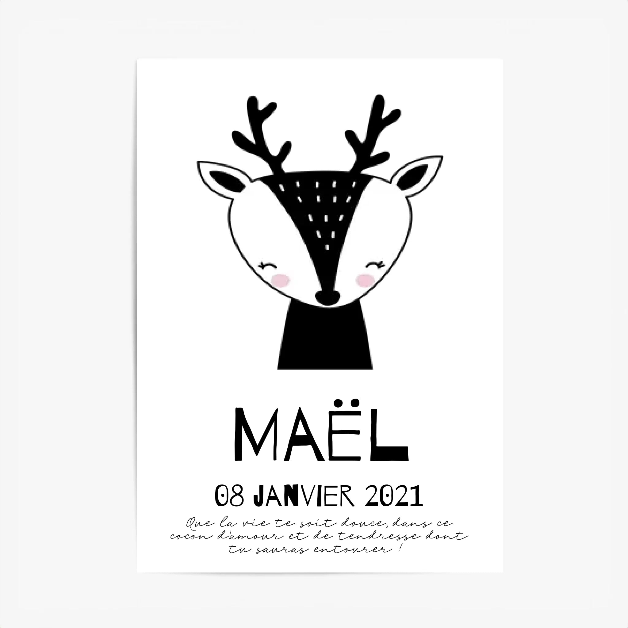 Tableau Naissance Personnalisé Biche