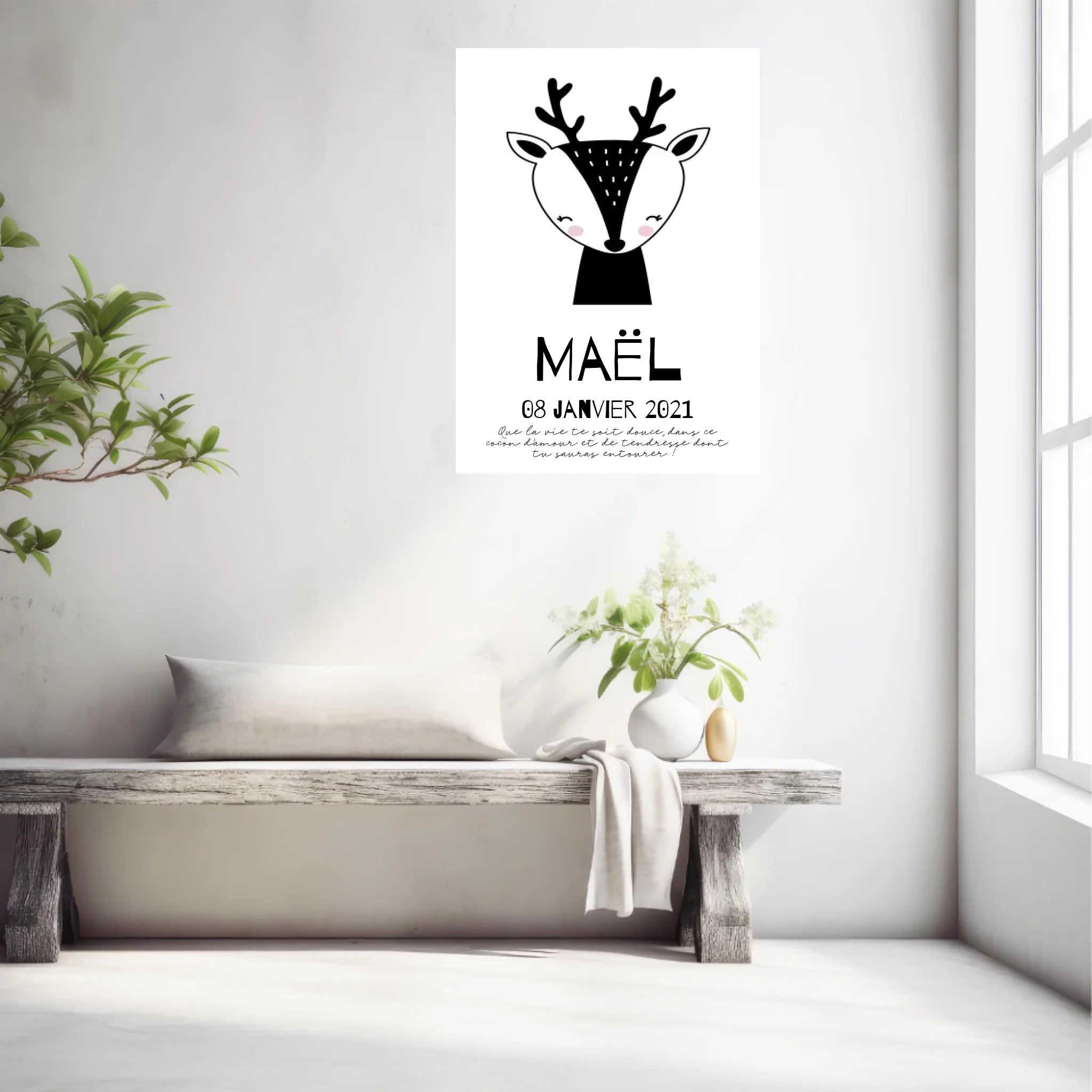 Tableau Naissance Personnalisé Biche
