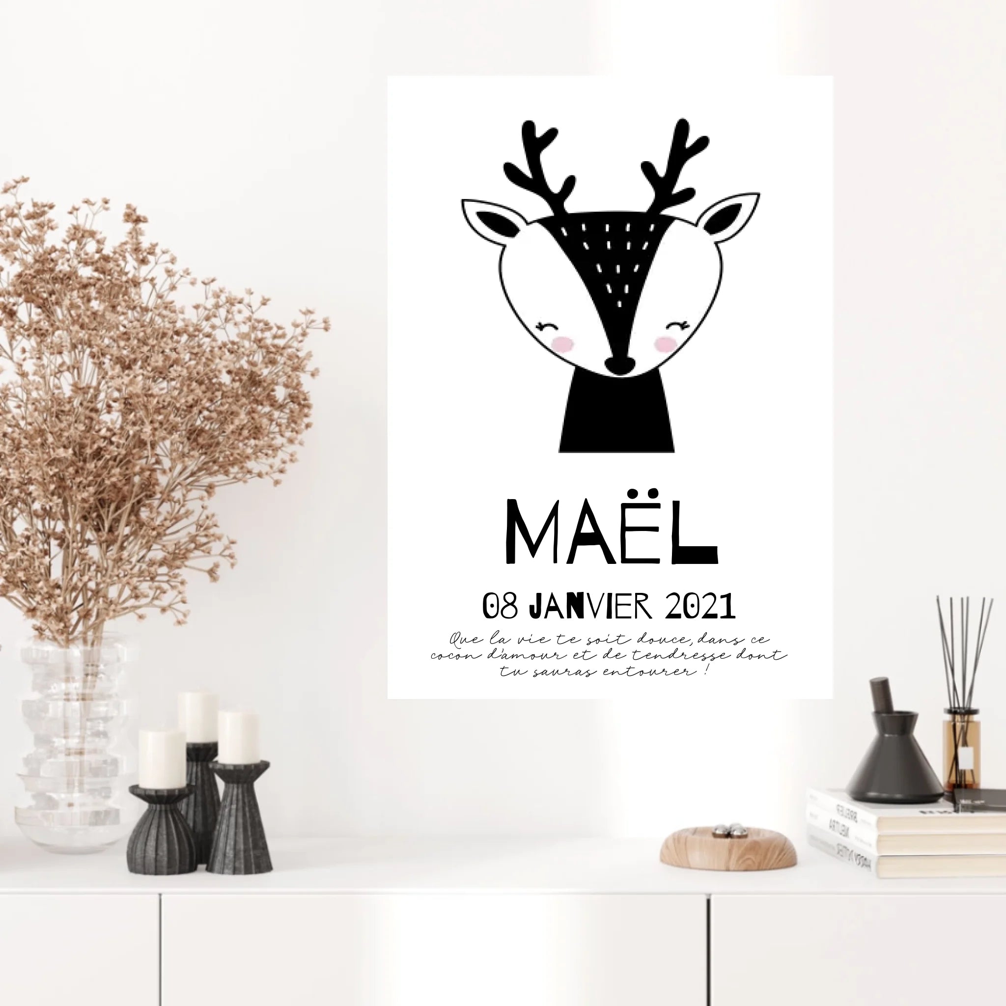 Tableau Naissance Personnalisé Biche